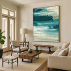Dynamic Blue - White Abstract Painting for Modern Living Room Corners HENG177