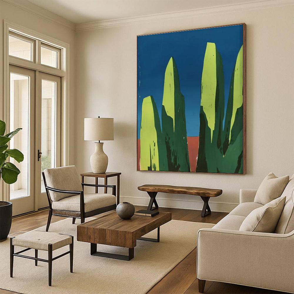 Minimalist Green Rocks Abstract Painting for Modern Minimalist Offices HENG093