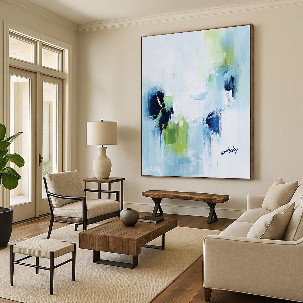 Cool Tones Abstract Painting for Minimalist Spa Retreats GAB1244