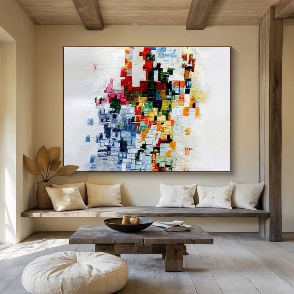 Colorful Mosaic Abstract Painting for Cultural Center Exhibitions YHT288