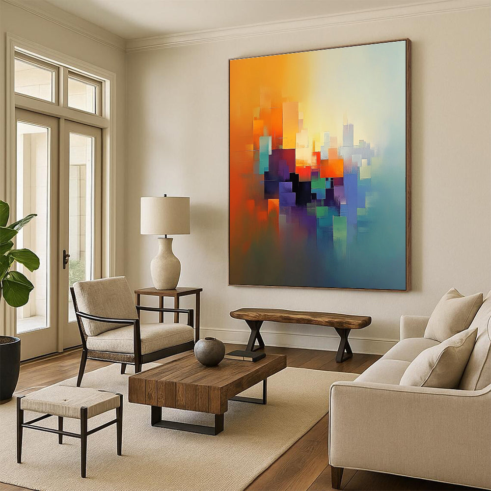 Bright Color Blocks Abstract Painting with Lively Creativity WINK186