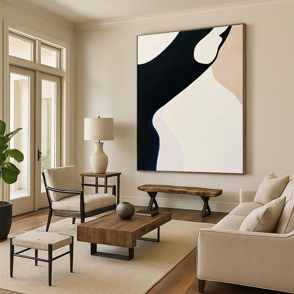 Minimalist Curved Shapes Abstract Painting with Subtle Grace WINK051