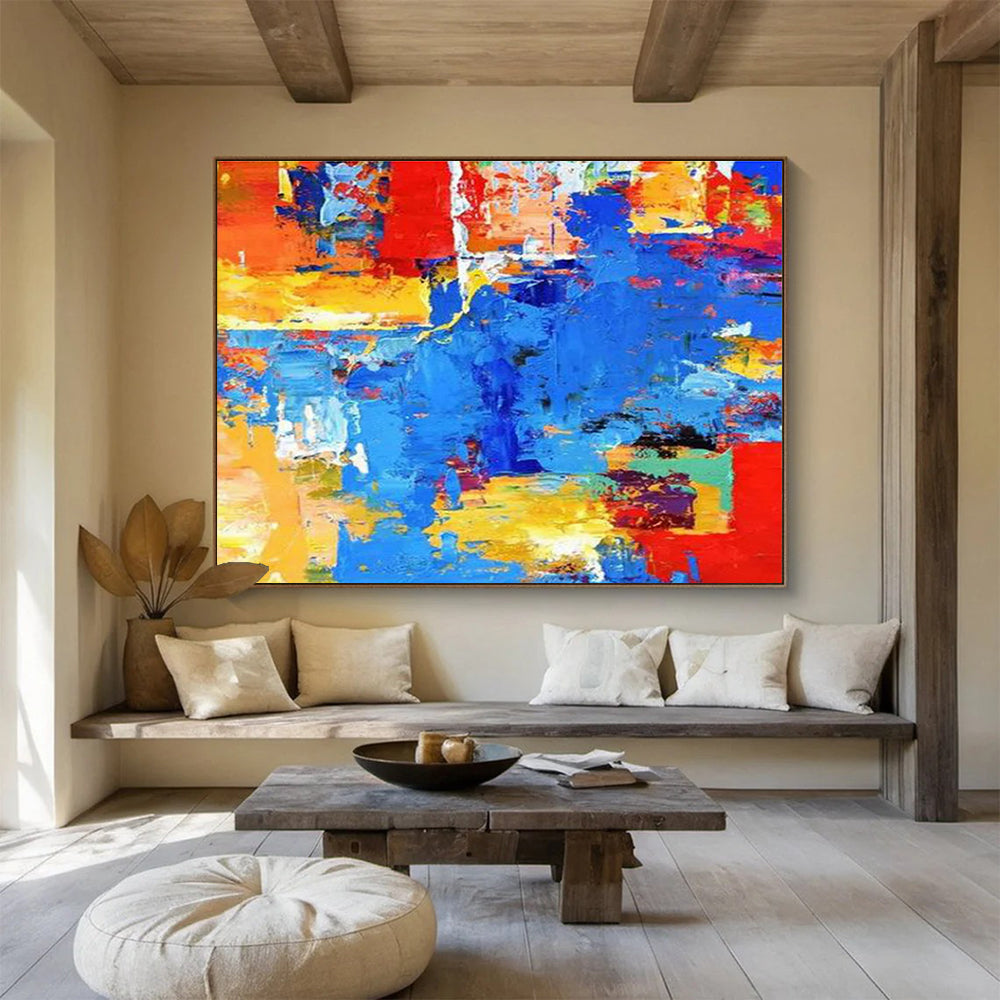 Vibrant Color Block Abstract Painting for Contemporary Office Break Rooms YHT282