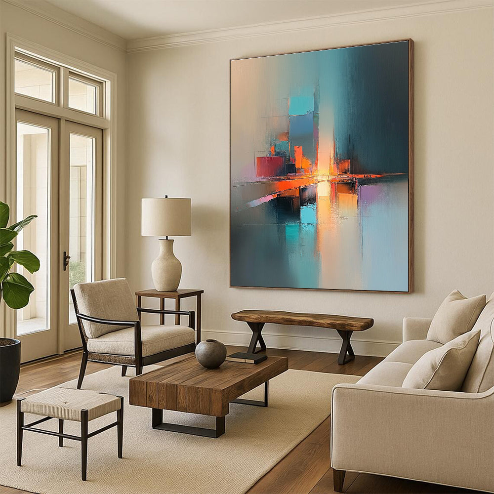 Colorful Cityscape Abstraction Painting with Vibrant Urban Energy WINK185