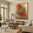 Gold and Red Waves Luxurious Abstract Painting for Upscale Interiors GAB1487