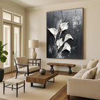 Textured White Lilies Abstract Painting for Nature - Loving Bathrooms GAB0997