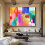 Colorful Gold - Accented Abstract Painting with Vibrant, Playful Energy ABS455