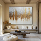 Silver and Gold Abstract with Textured Metallic Accents Abstract Painting ABS368