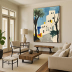 Coastal Village Art Vibrant Landscape Abstract Painting GAB0255