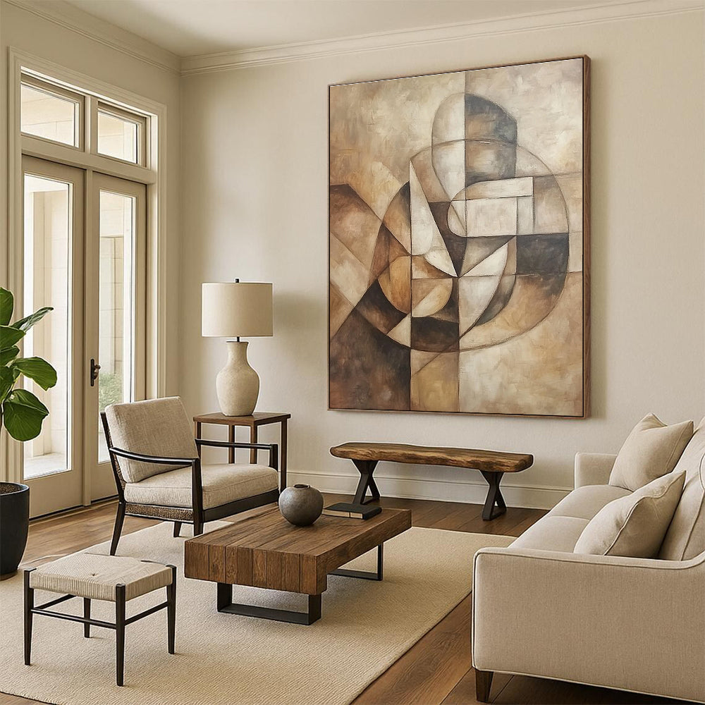Geometric Brown Tones Abstract Painting for Industrial - Chic Lofts GAB1278
