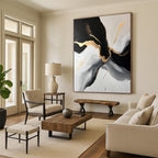 Black Gold Gray Abstract Painting with Luxurious Flows WINK510