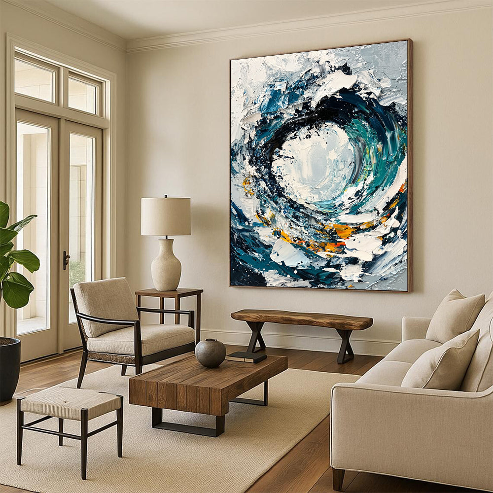 Swirling Wave Abstract Painting for Nautical Vibes GAB0733