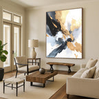 Gold Black Blue Abstract Painting with Luxe Mystery WINK736
