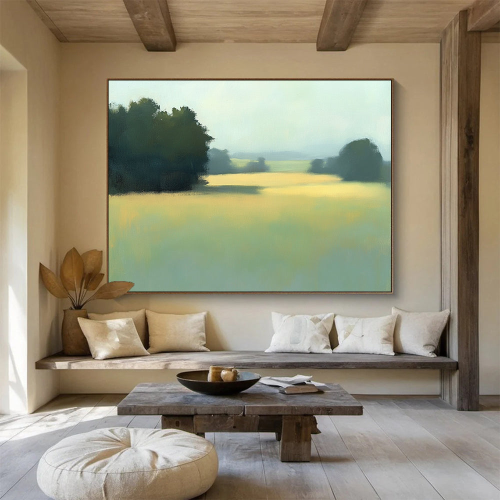 Misty Field Landscape  Soft Morning Hues ABS091