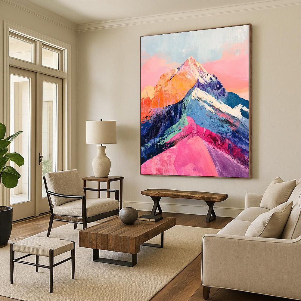 Vivid Colorful Mountain Peaks Painting for Nature - Inspired Spaces HENG283