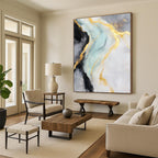 Gold Blue Abstract Painting with Luxe Flow WINK740