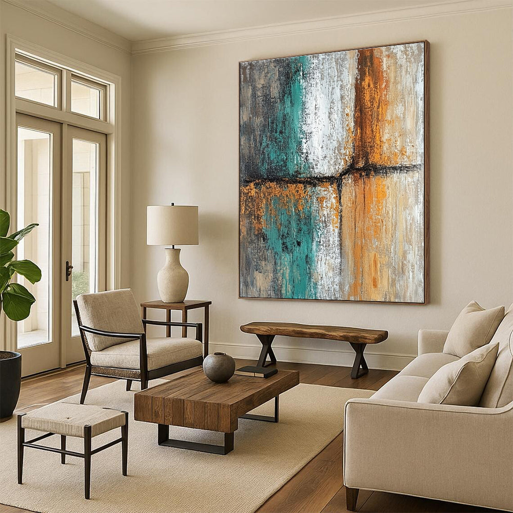 Textured Color Block Abstract Painting for Industrial - Style Lofts GAB1250