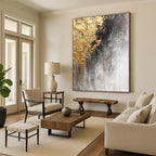 Black Gold Gray Abstract Painting with Dramatic Contrast WINK645