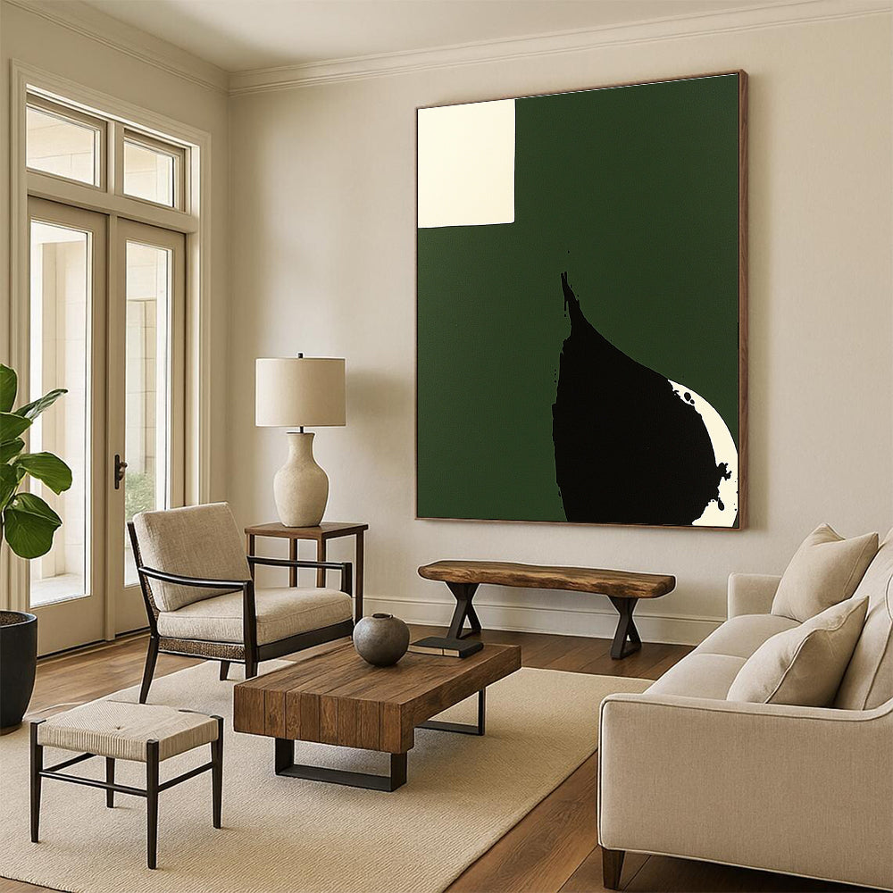 Green Black White Abstract - Bold Shape Art GAB0562