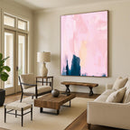 Soft Pink Abstract with Dark Shapes Painting for Feminine - Styled Boudoirs HENG180