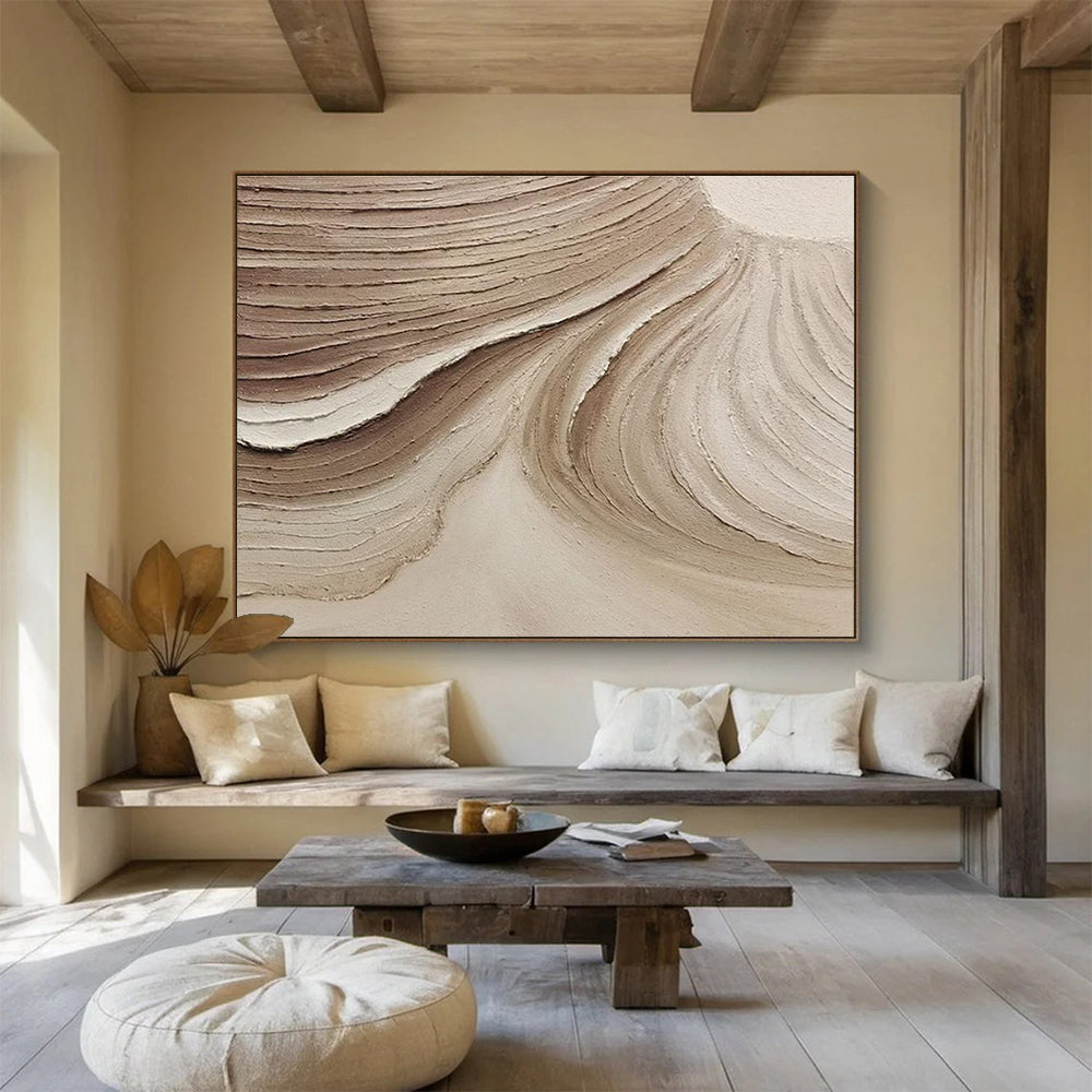 Beige Textured Abstract Painting for Luxury Home Dining Rooms YHT398