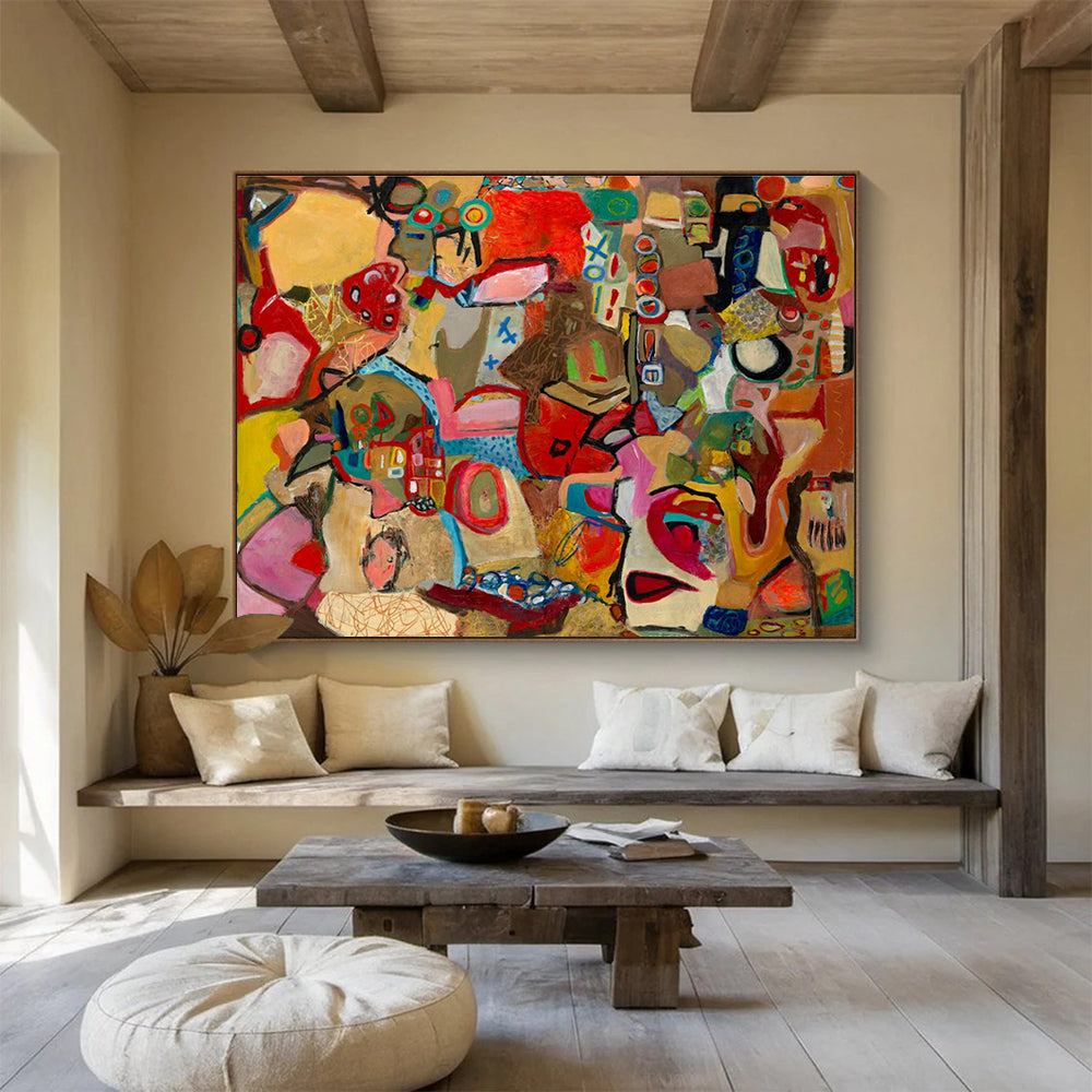 Colorful Abstract Collage Painting for Creative Studio Spaces YHT240