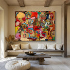 Colorful Abstract Collage Painting for Creative Studio Spaces YHT240
