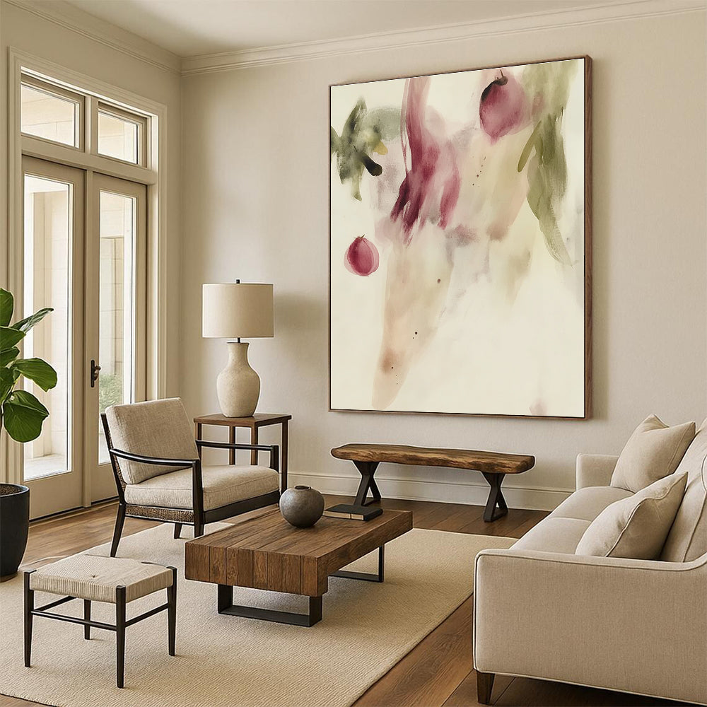 Watercolor Flowers and Buds Delicate Botanical Abstract Painting GAB0347