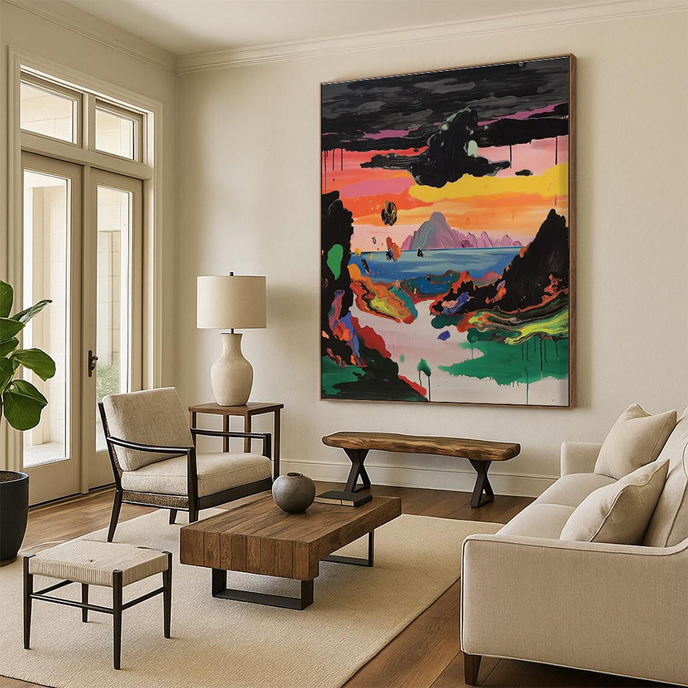 Surreal Colorful Landscape Abstract Painting for Dreamy Art Installations HENG107