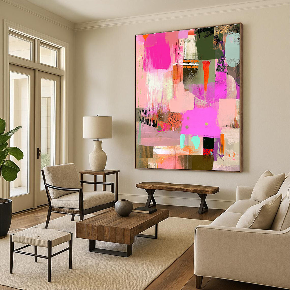 Colorful Collage Abstract Painting for Bohemian - Styled Cafes GAB1013