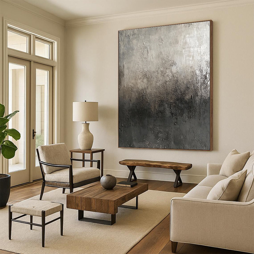 Textured Gray Gradient Abstract Painting for Industrial - Styled Lofts GAB1107