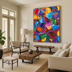 Colorful Palette Knife Strokes Abstract Painting with Vivid Energy WINK080