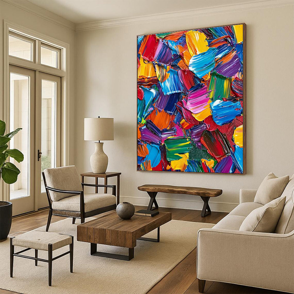 Colorful Palette Knife Strokes Abstract Painting with Vivid Energy WINK080