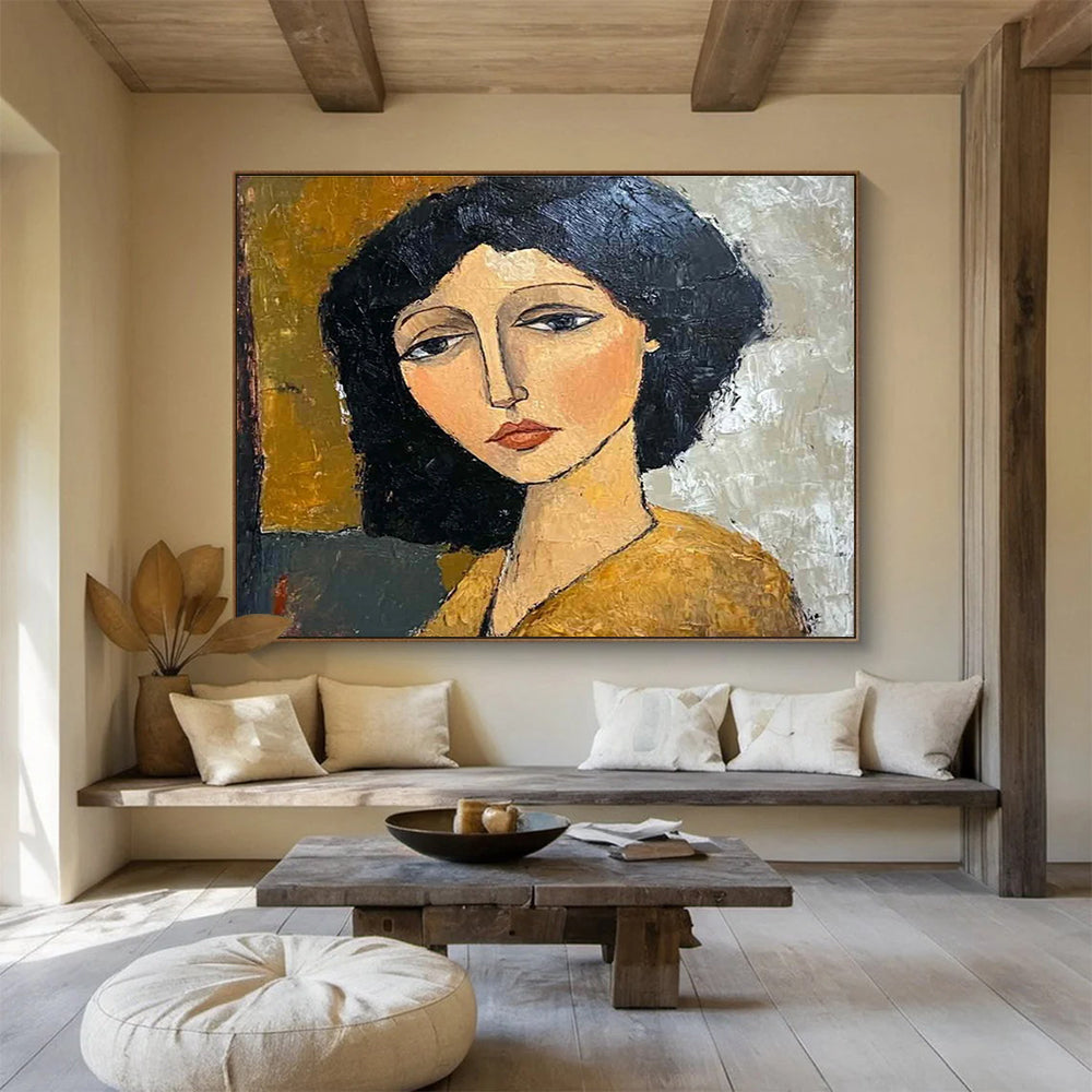 Stylized Portrait Abstract Painting for Artistic Home Libraries YHT248