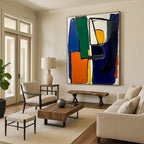 Color - Blocked Geometric Abstract Painting with Bold Vibrancy WINK220