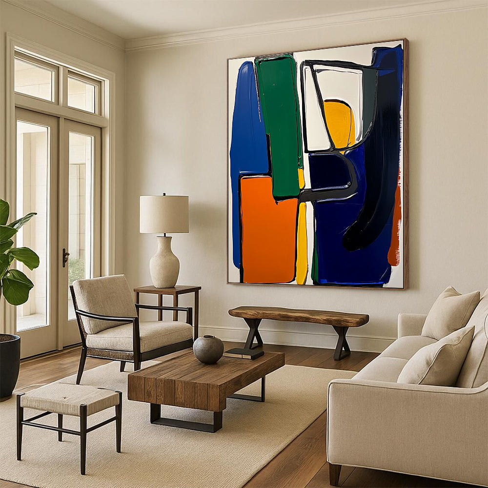 Color - Blocked Geometric Abstract Painting with Bold Vibrancy WINK220