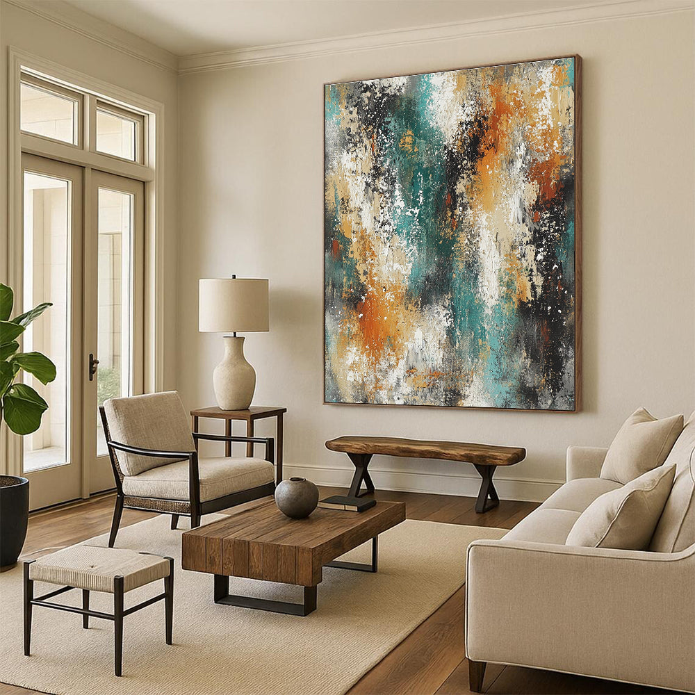Textured Color Burst Abstract Painting with Vibrant Energy WINK783