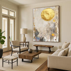 Gold Circle Abstract Mixed - Media Painting for Luxurious Spaces GAB1509