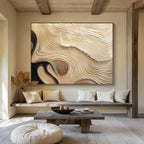 Golden Wave Abstract Painting for Luxurious Interiors YHT100