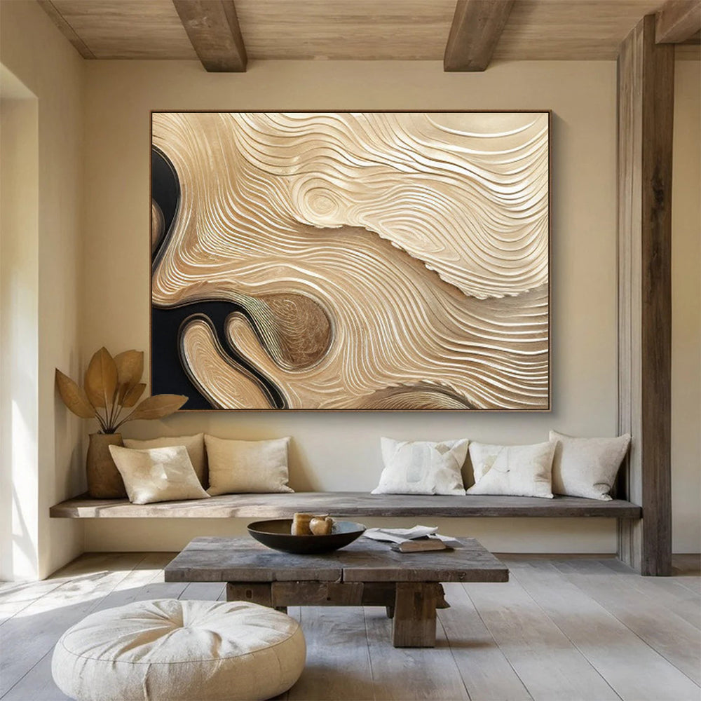 Golden Wave Abstract Painting for Luxurious Interiors YHT100