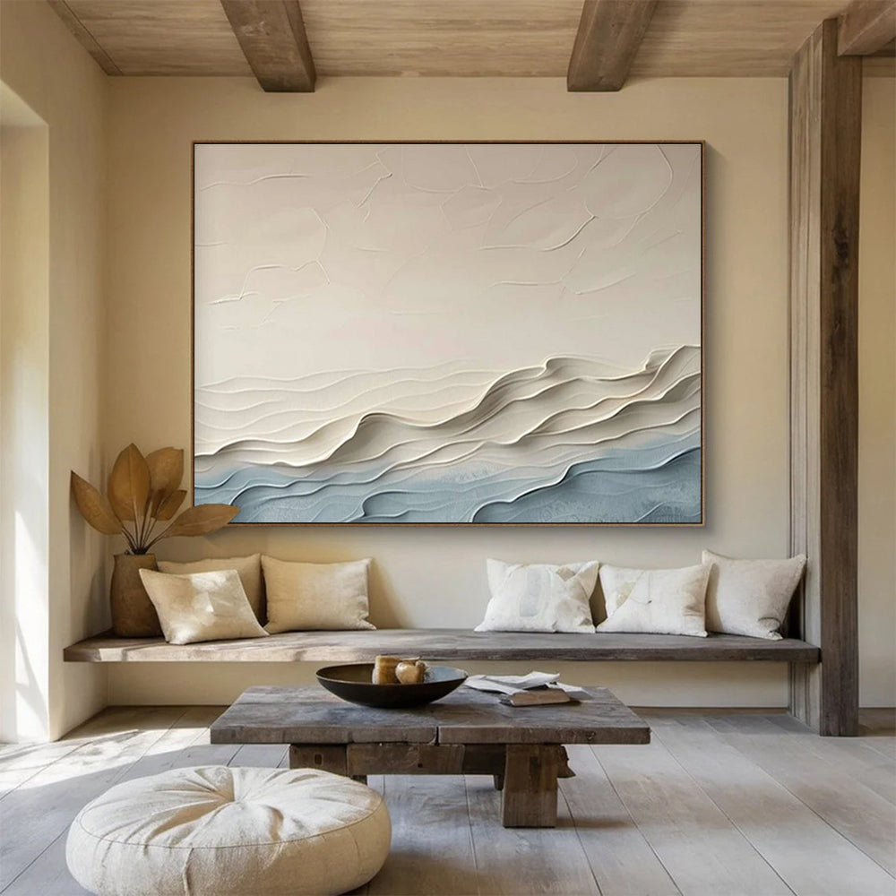 Textured Wave Abstract Painting for Modern Beach House Decor YHT253