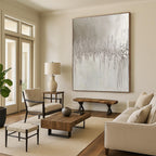 Dripping Silver Abstract Painting with Subtle Drama WINK305