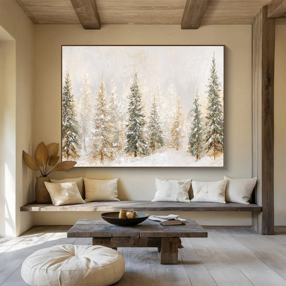 Snowy Forest Abstract Painting for Winter - Themed Spas YHT421