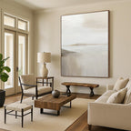 Pale Toned Abstract Seaside Distance Abstract Painting for Light - Filled Living Spaces HENG359
