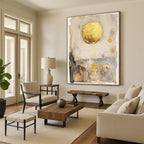 Gold Sun Abstract Painting with Textured Layers GAB0701