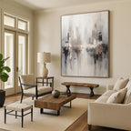 Gray - Toned Cityscape Abstract Painting for Urban - Inspired Offices HENG122