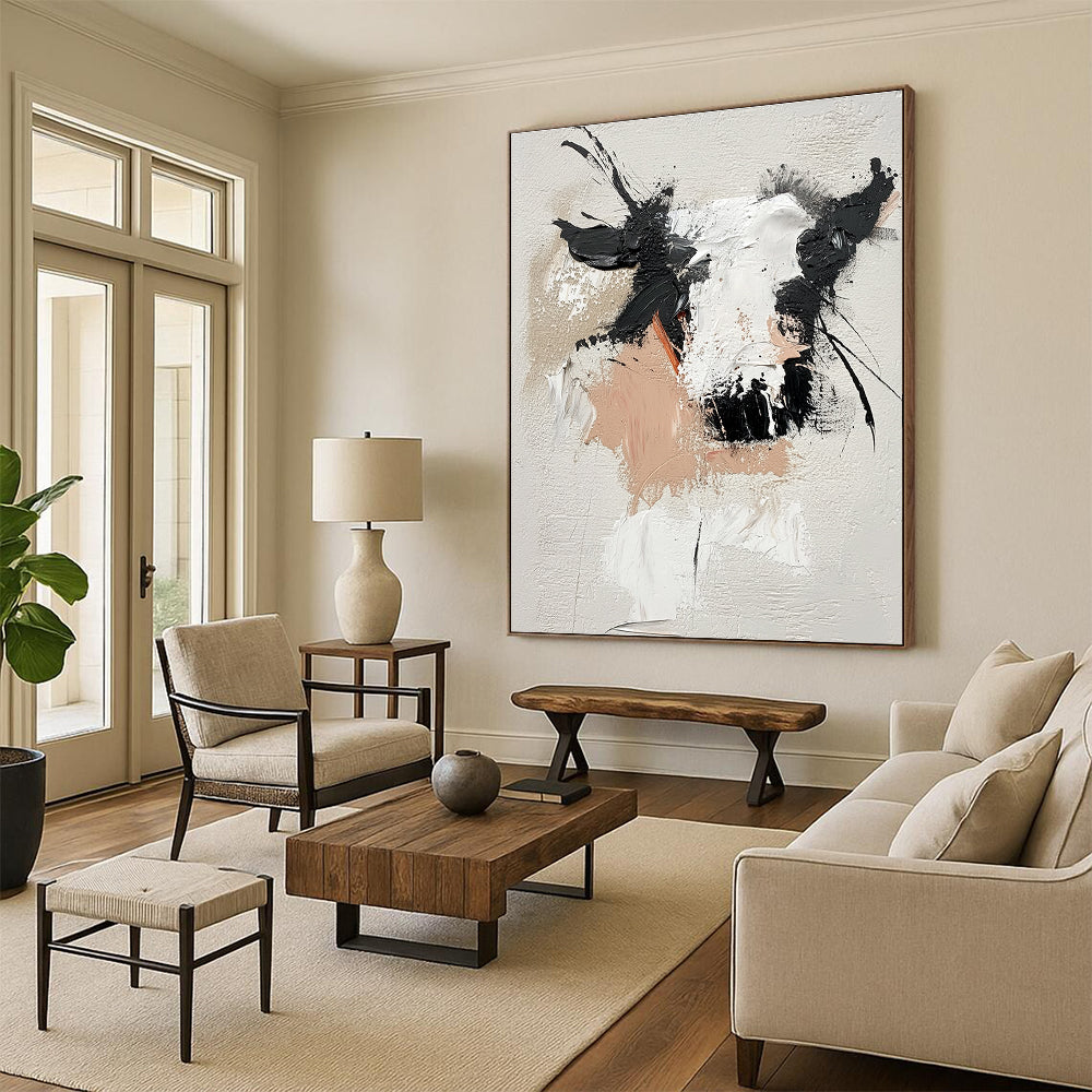 Textured Cow Portrait Abstract - Expressive Animal Abstract Painting GAB0483
