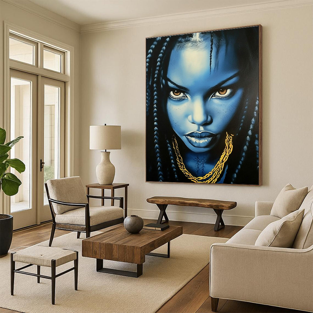 Blue - Skinned Portrait Abstract Painting for Modern Art Gallery Installations GAB1312