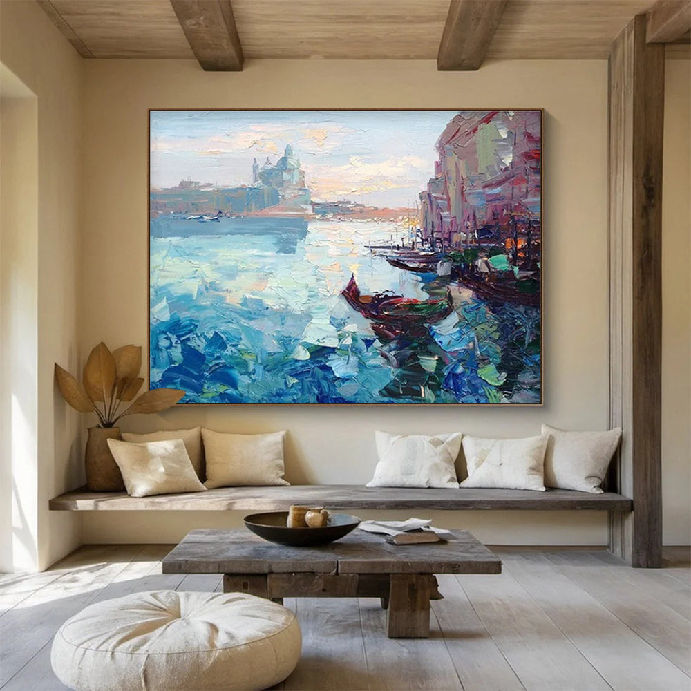 Venice Canal Repeat Abstract Painting for Italian - Inspired Home Decor Stores YHT466