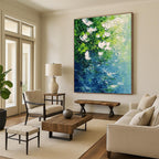 White Flowers Over Water Serene Abstract Painting for Relaxing Spaces GAB1525